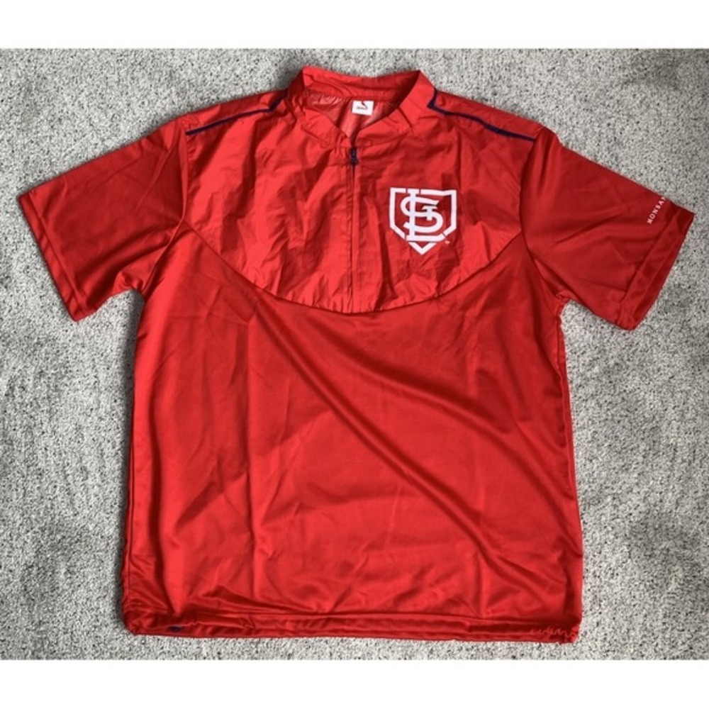 St Louis Cardinals Men Short Sleeve 1/4 Zip Windbreaker Pullover MLB Baseball XL